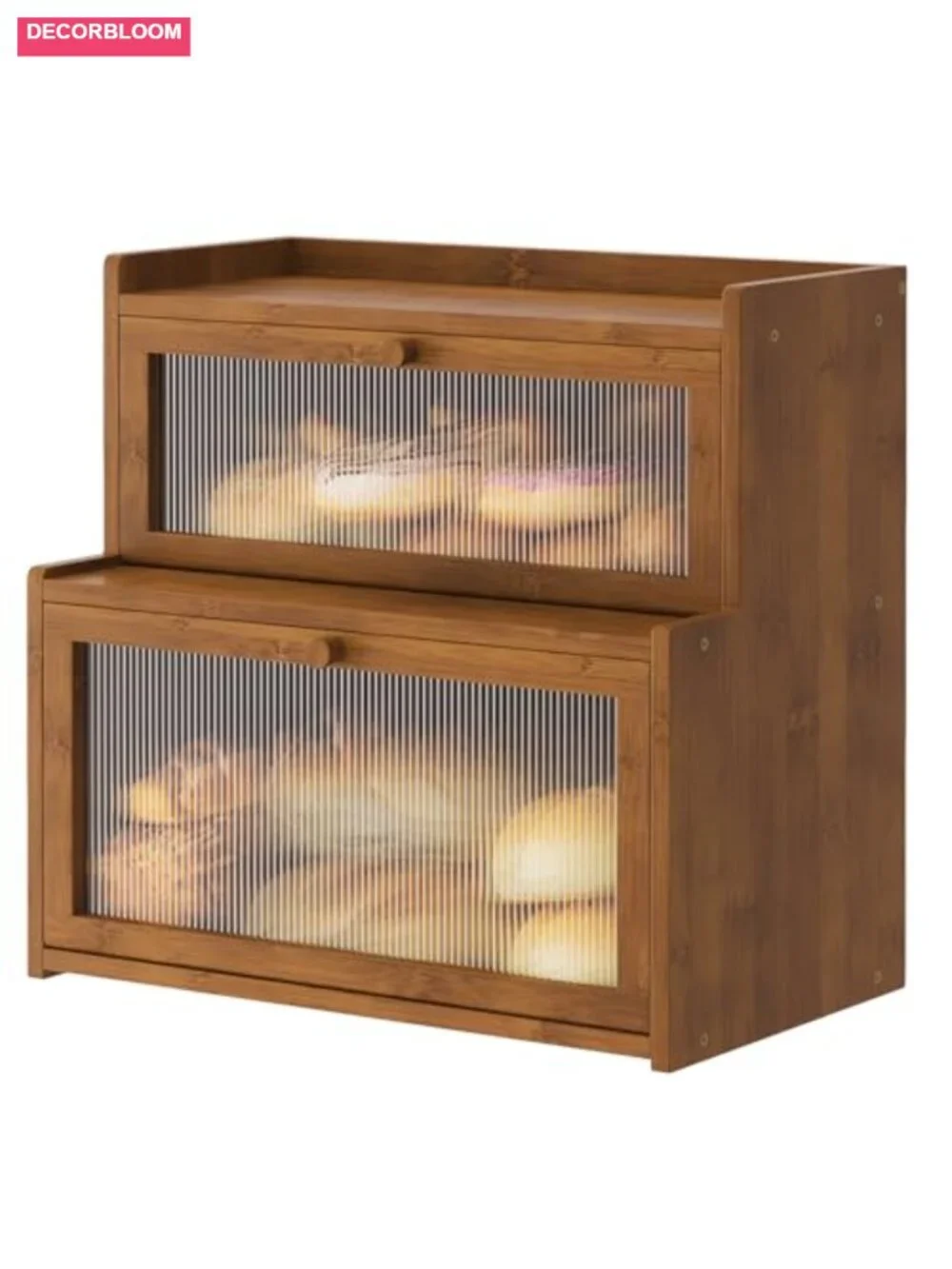 Double Layer Bamboo Bread Box with Window